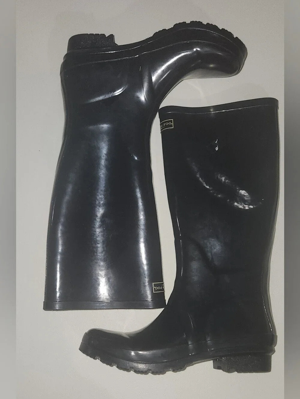 London Fog Tall Black Rain Boots Waterproof Women US Size 9